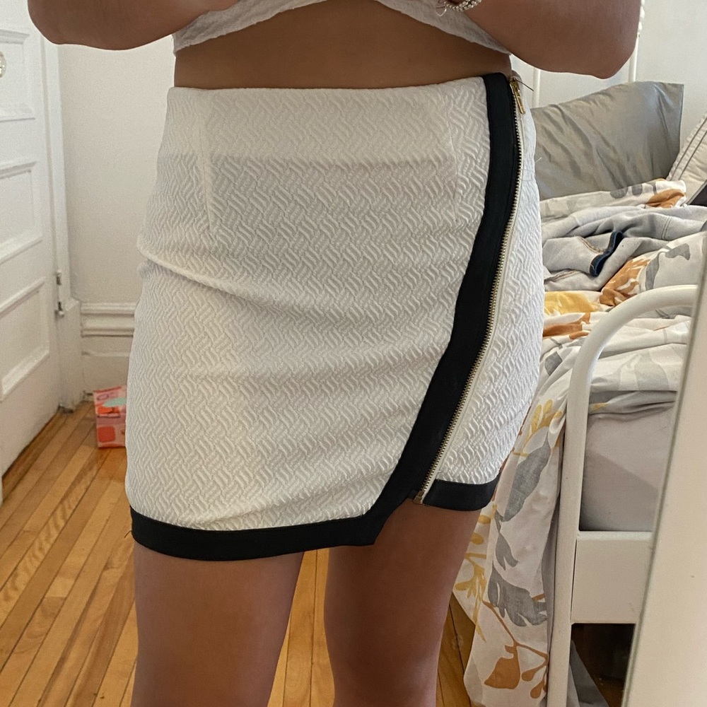 White a black cute mini skirt